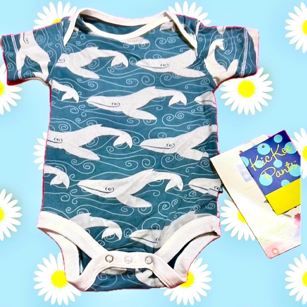 Kickee Pants Navy Whale Pattern Bodysuit